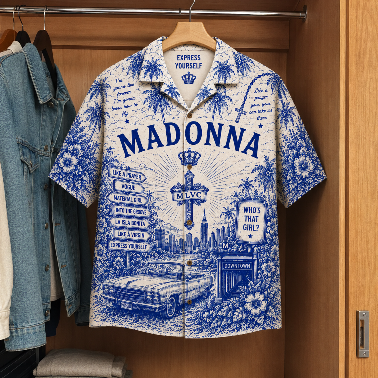 Madonna Tropical Hawaiian Shirt - Tropical Album Cover Inpsired Hawaiian Shirt