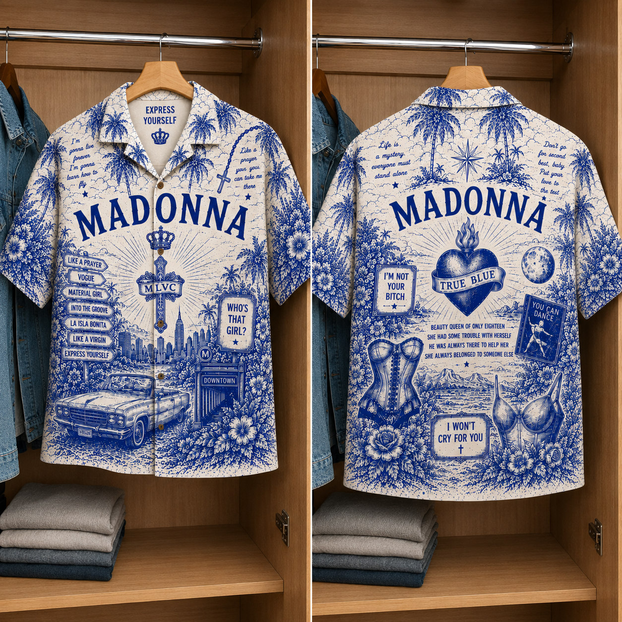 Madonna Tropical Hawaiian Shirt - Tropical Album Cover Inpsired Hawaiian Shirt