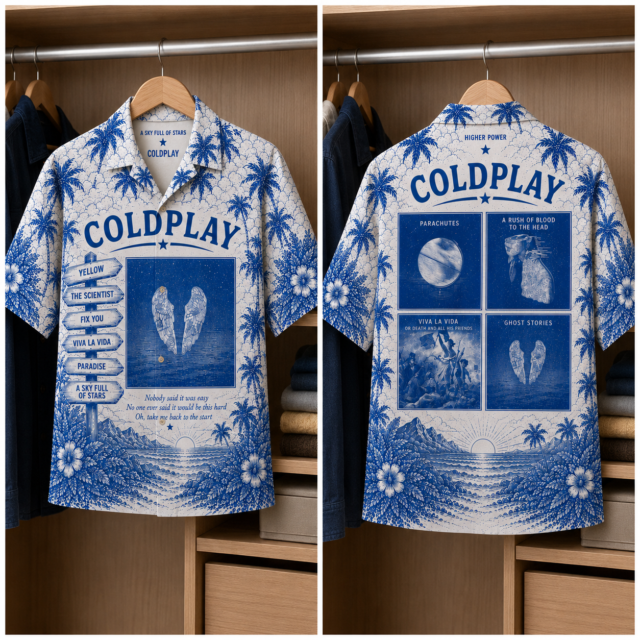 Cold Play Tropical Hawaiian Shirt - Tropical Inpsired Hawaiian Shirt Iconic Album Cover