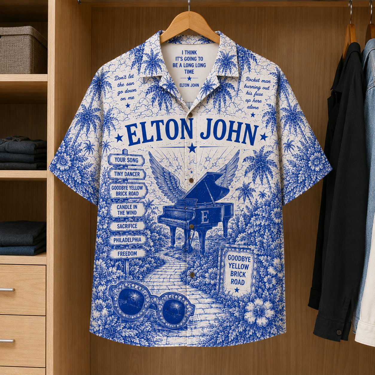 Elton John Tropical Hawaiian Shirt - Tropical Inpsired Hawaiian Shirt Iconic