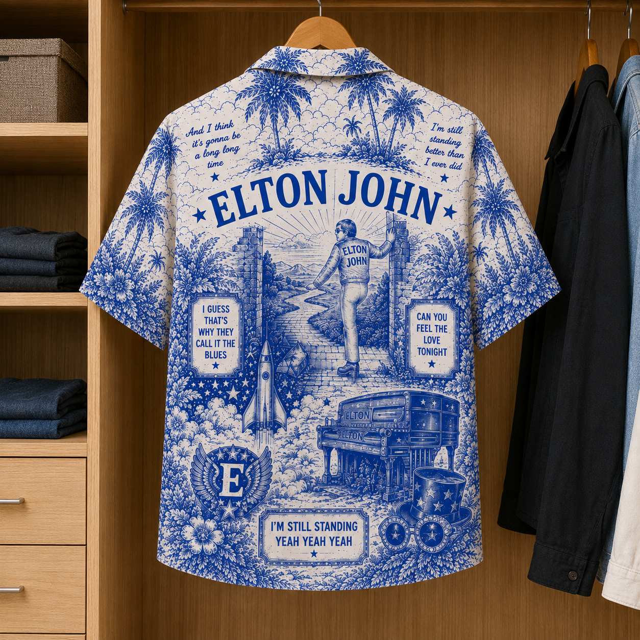 Elton John Tropical Hawaiian Shirt - Tropical Inpsired Hawaiian Shirt Iconic