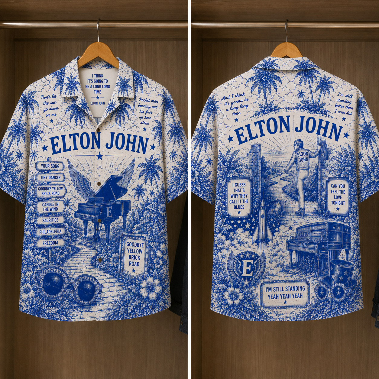 Elton John Tropical Hawaiian Shirt - Tropical Inpsired Hawaiian Shirt Iconic