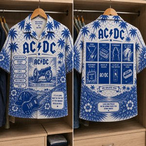 ACDC Tropical Hawaiian Shirt - Tropical Inpsired Hawaiian Shirt Iconic Album Cover