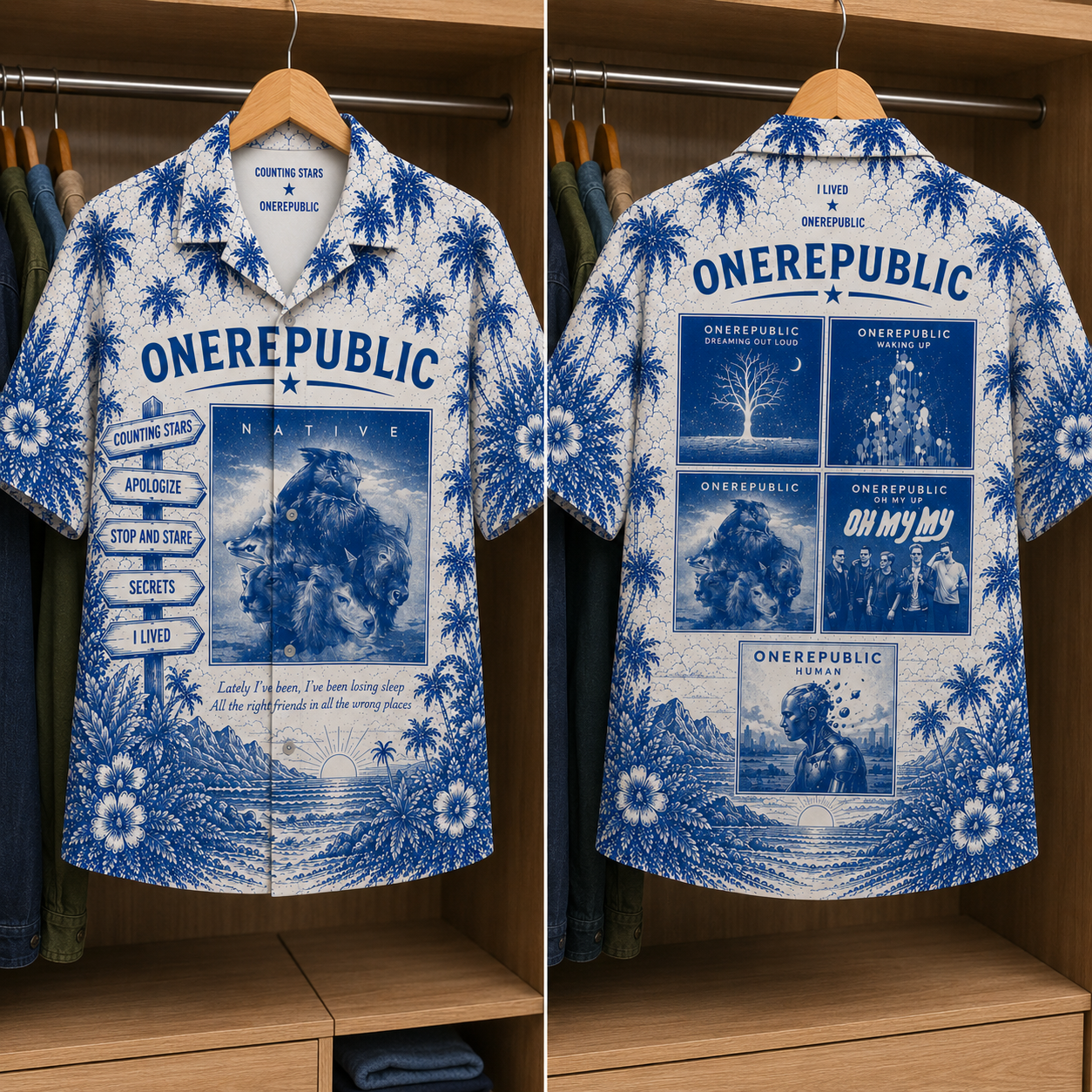 One Republic Tropical Hawaiian Shirt - Tropical Inpsired Hawaiian Shirt Iconic Album Cover