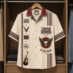 Lynyrd Skynyrd Luxury Design Hawaiian Shirt - Mexican Inpsired Hawaiian Shirt White Version