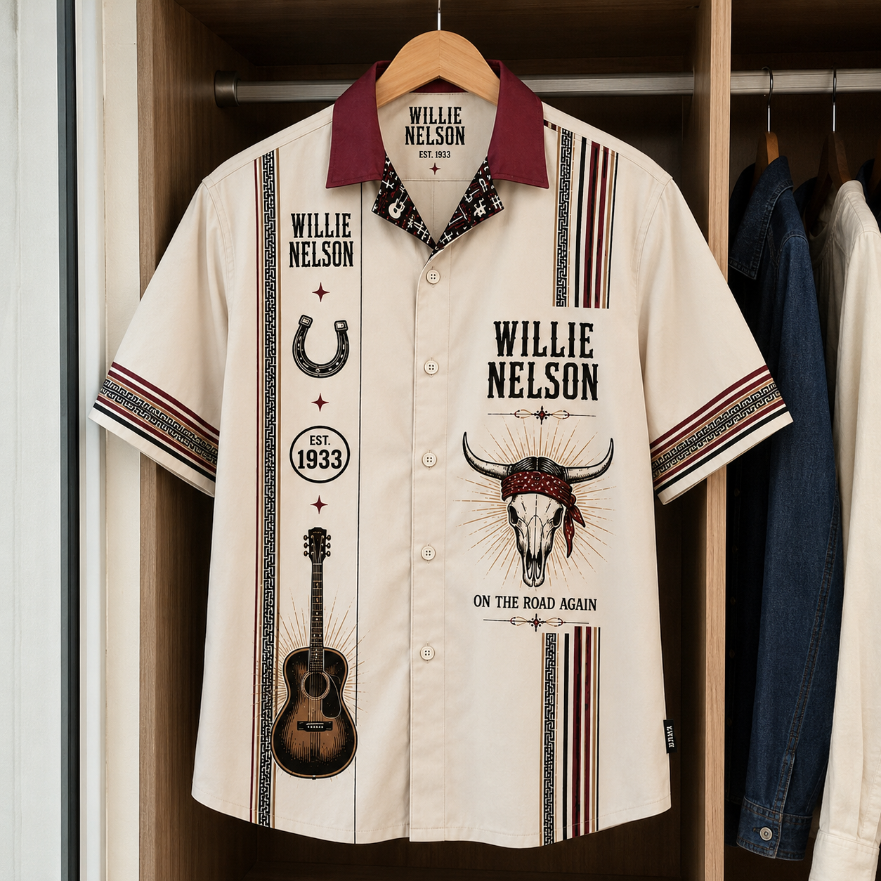 Willie Nelson Luxury Design Hawaiian Shirt - Mexican Inpsired Hawaiian Shirt White Version