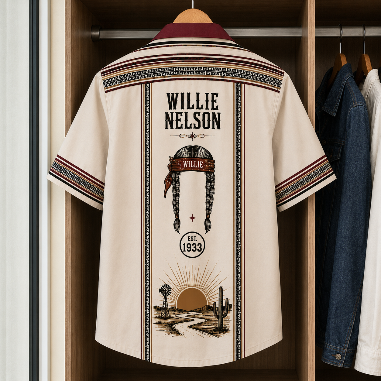 Willie Nelson Luxury Design Hawaiian Shirt - Mexican Inpsired Hawaiian Shirt White Version