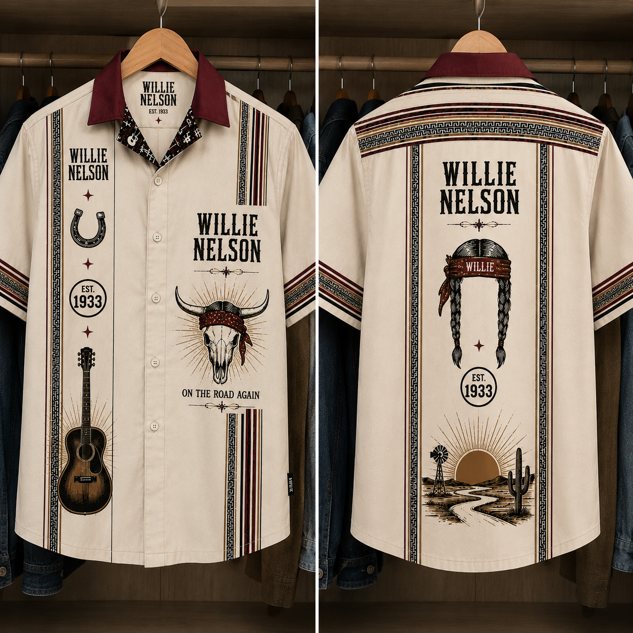 Willie Nelson Luxury Design Hawaiian Shirt - Mexican Inpsired Hawaiian Shirt White Version
