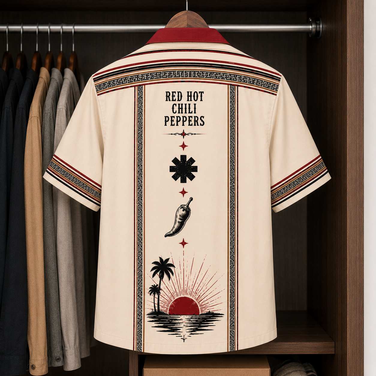 Red Hot Chilli Peppers Band Luxury Design Hawaiian Shirt - Mexican Inpsired Hawaiian Shirt White Version