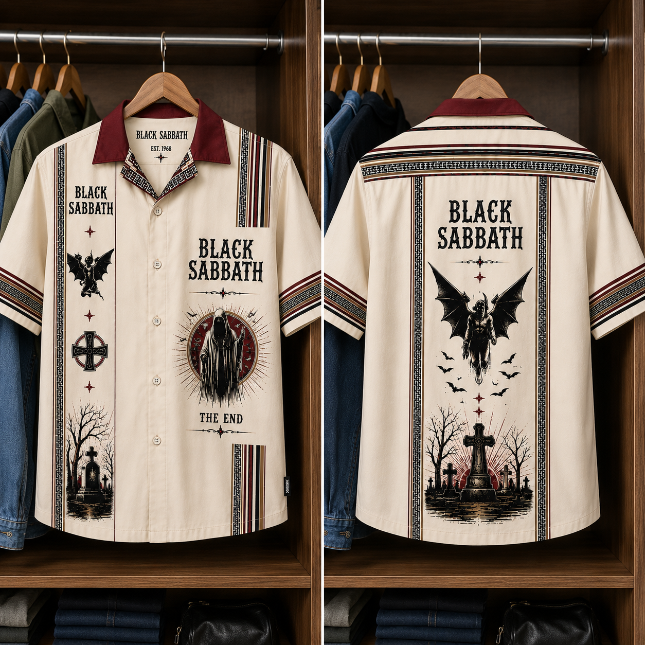Black Sabbath Luxury Design Hawaiian Shirt - Mexican Inpsired Hawaiian Shirt White Version