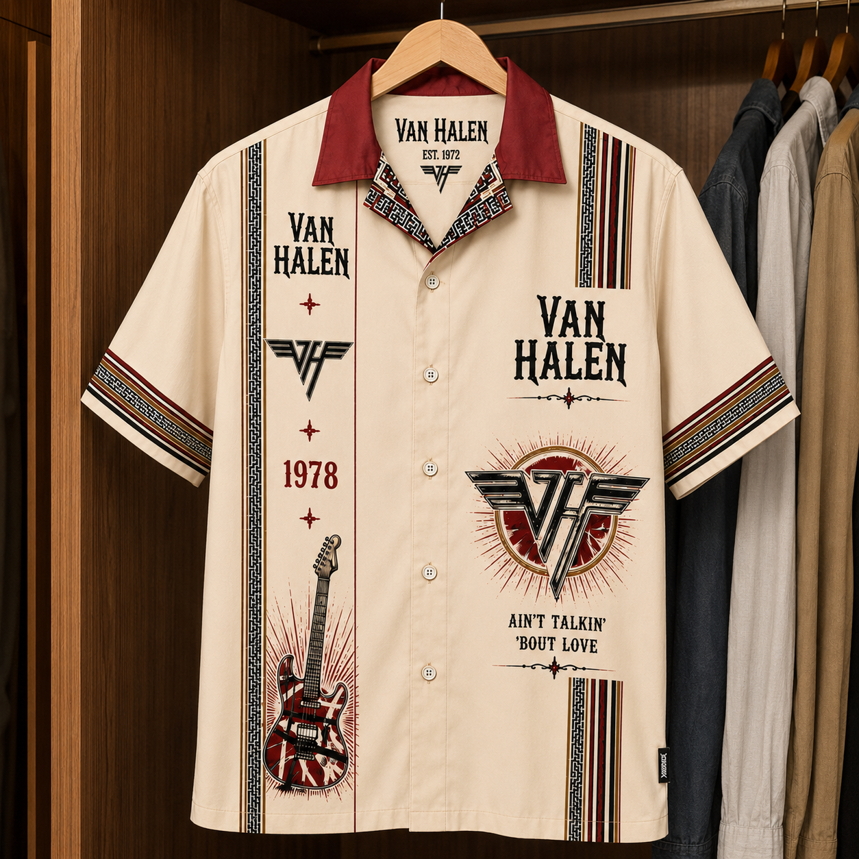 Van Halen Luxury Design Hawaiian Shirt - Mexican Inpsired Hawaiian Shirt White Version