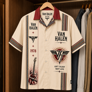 Van Halen Luxury Design Hawaiian Shirt - Mexican Inpsired Hawaiian Shirt White Version