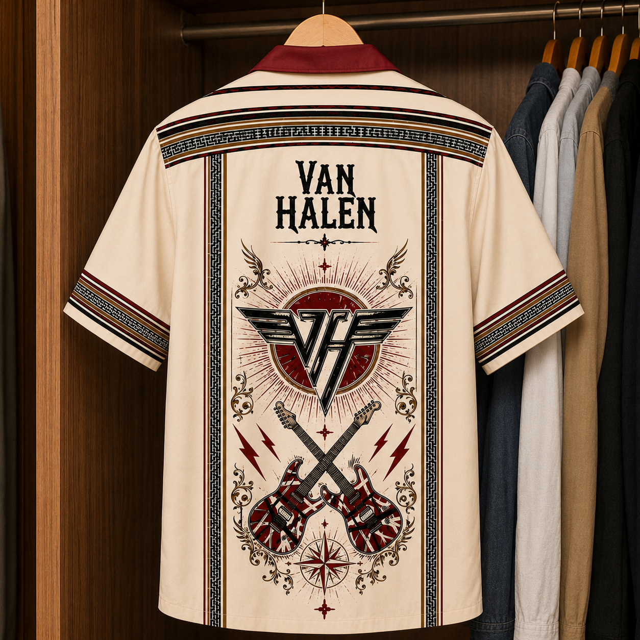 Van Halen Luxury Design Hawaiian Shirt - Mexican Inpsired Hawaiian Shirt White Version