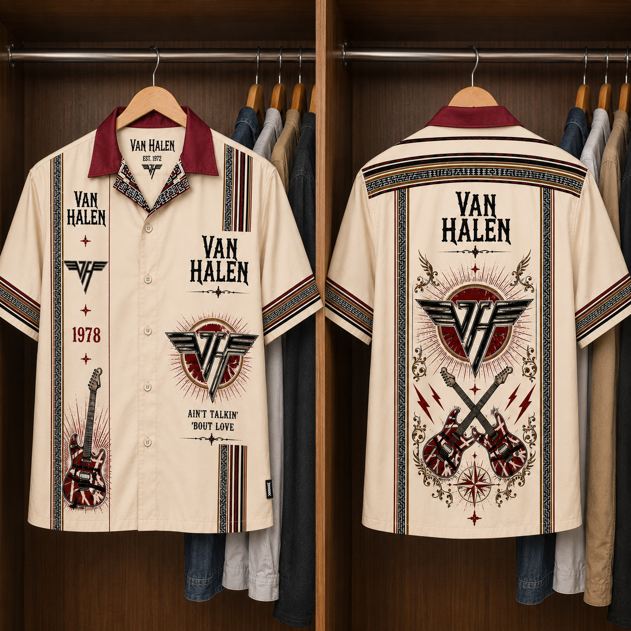 Van Halen Luxury Design Hawaiian Shirt - Mexican Inpsired Hawaiian Shirt White Version