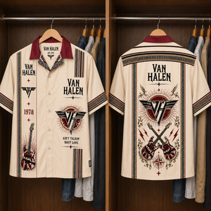 Van Halen Luxury Design Hawaiian Shirt - Mexican Inpsired Hawaiian Shirt White Version