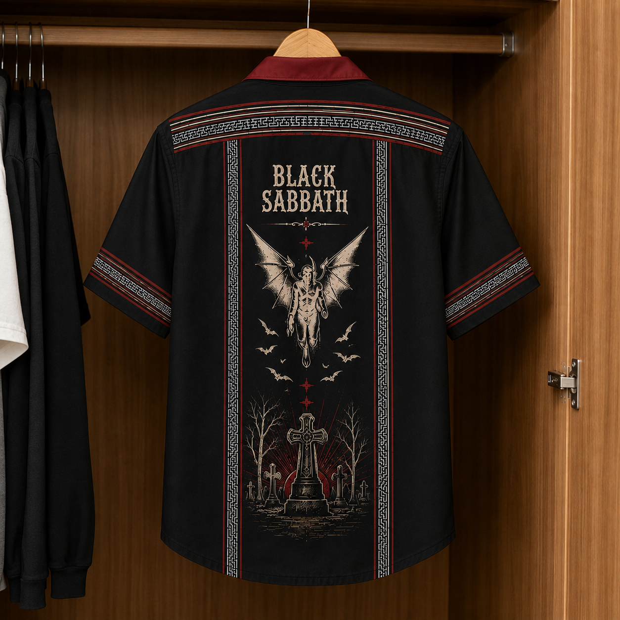 Black Sabbath Luxury Design Hawaiian Shirt - Mexican Inpsired Hawaiian Black Version
