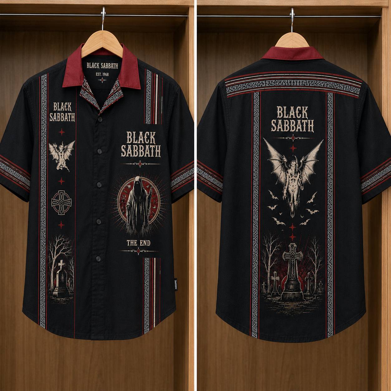 Black Sabbath Luxury Design Hawaiian Shirt - Mexican Inpsired Hawaiian Black Version