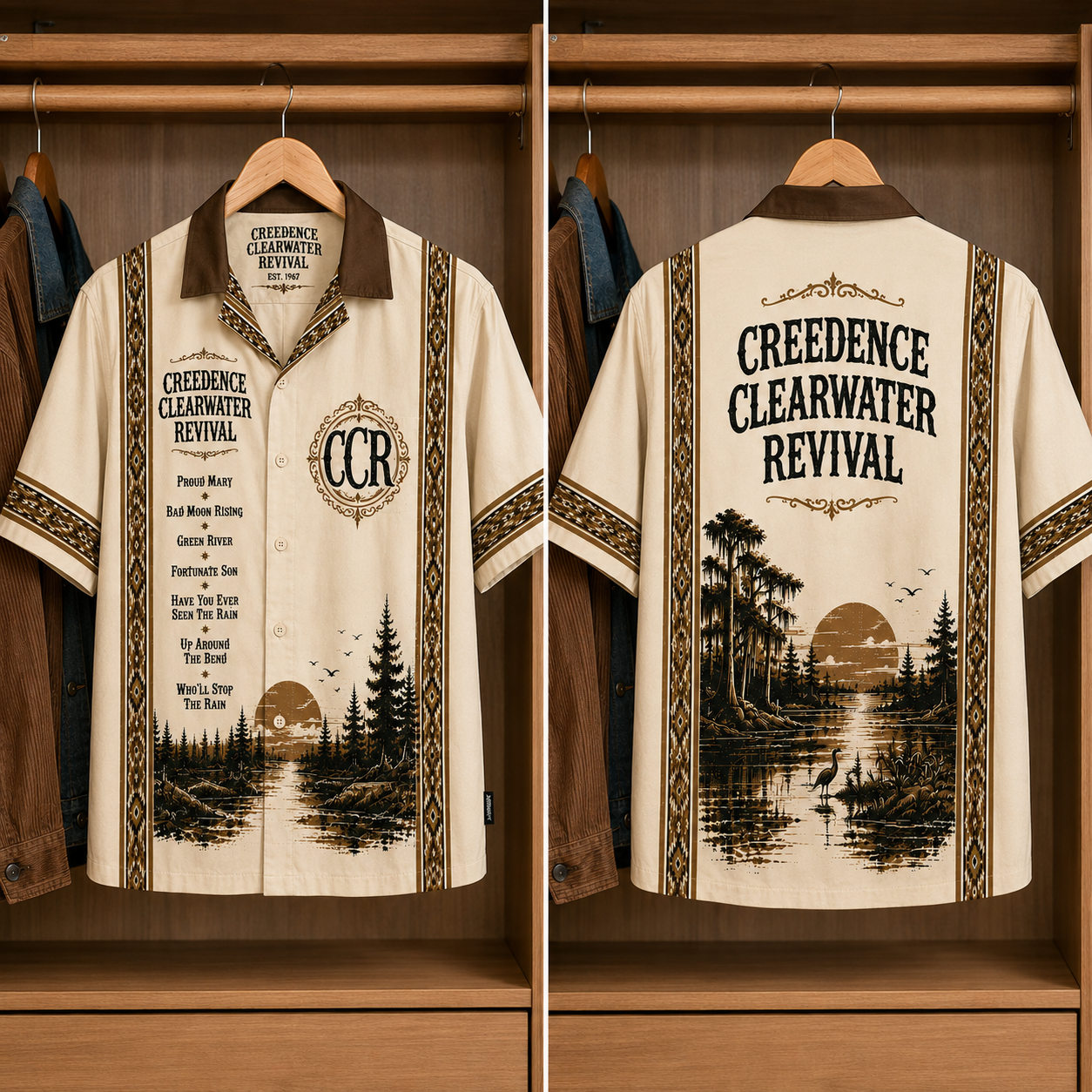 Creedance ClearWater Revival Luxury Design Hawaiian Shirt - Mexican Inpsired Hawaiian