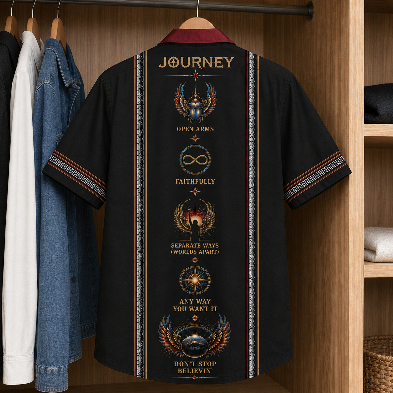 Journey Luxury Design Hawaiian Shirt - Mexican Inpsired Hawaiian Black Version