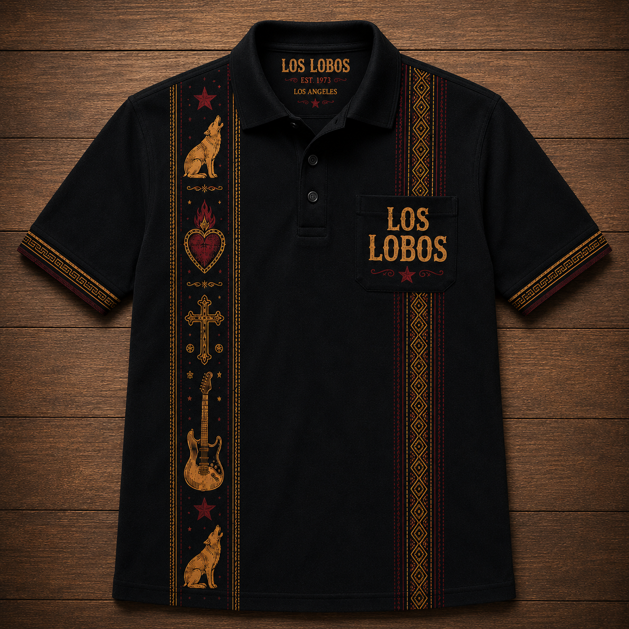 Los Lobos Luxury Polo - Unisex Retro Vertical Stripe