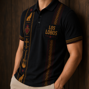 Los Lobos Luxury Polo - Unisex Retro Vertical Stripe