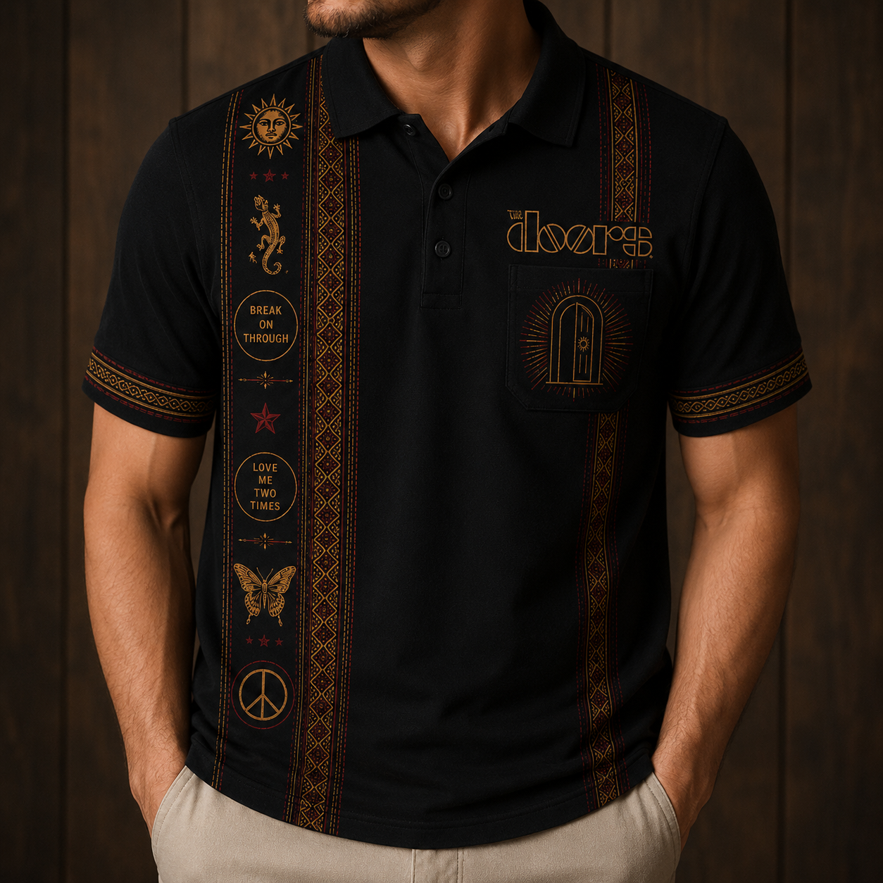 The Doors Luxury Polo - Unisex Retro Vertical Stripe