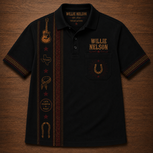 Willie Nelson Luxury Polo - Unisex Retro Vertical Stripe