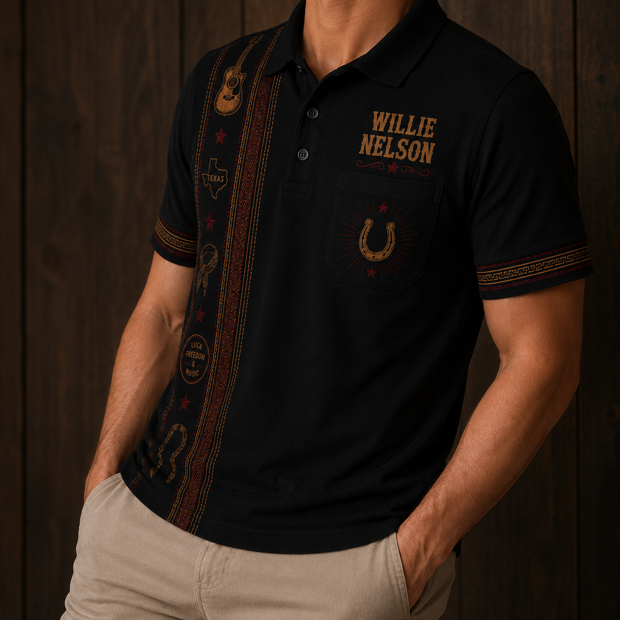 Willie Nelson Luxury Polo - Unisex Retro Vertical Stripe