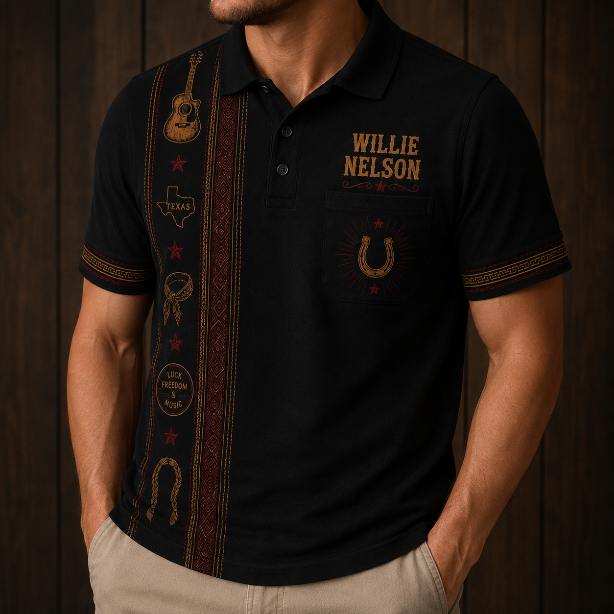 Willie Nelson Luxury Polo - Unisex Retro Vertical Stripe