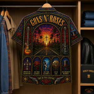 Gun N' Roses Stained Glass Hawaiian Shirt - Unisex Button Up