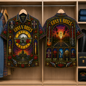 Gun N' Roses Stained Glass Hawaiian Shirt - Unisex Button Up