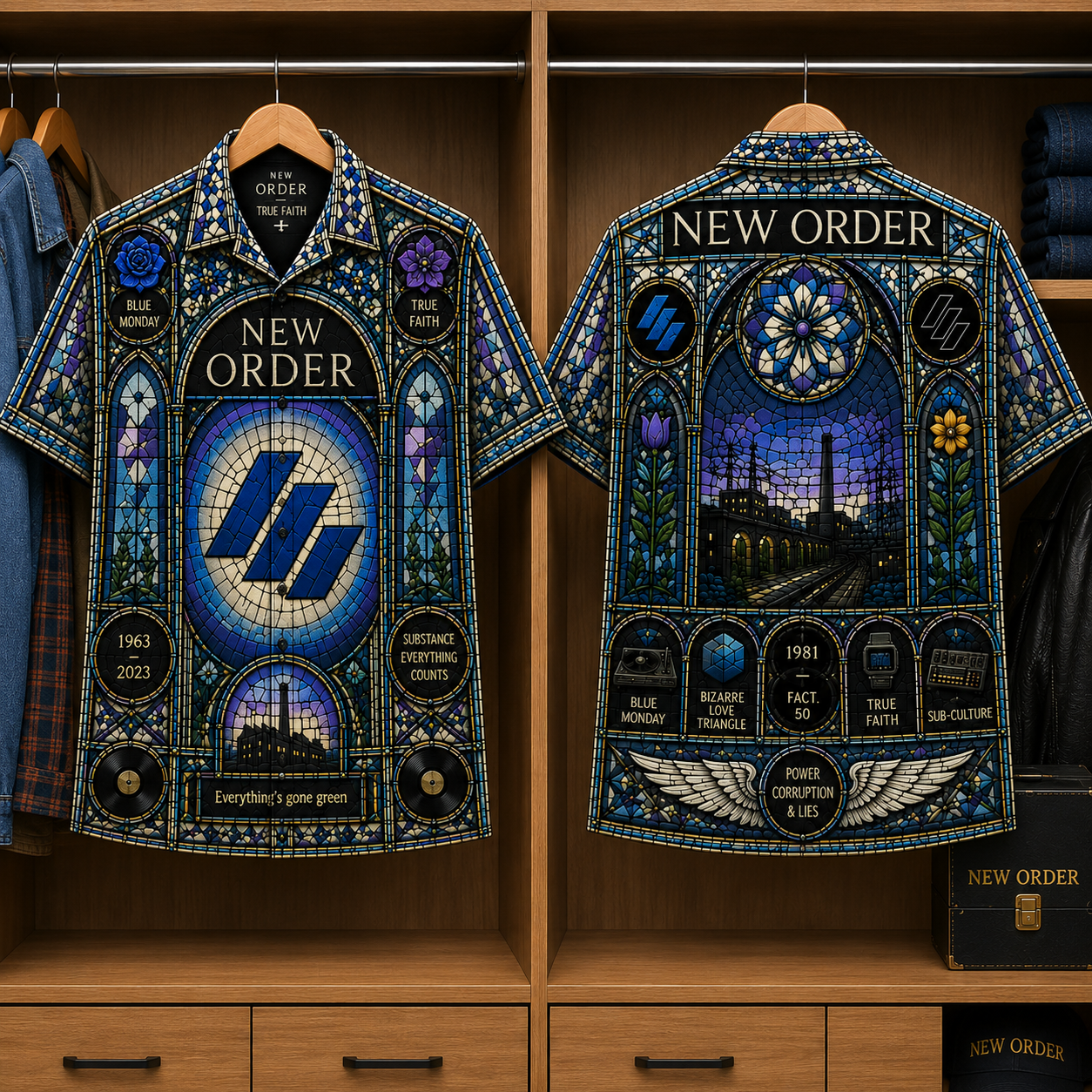 New Order Stained Glass Hawaiian Shirt - Unisex Button Up