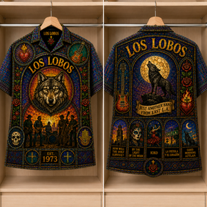 Los Lobos Stained Glass Hawaiian Shirt - Unisex Button Up