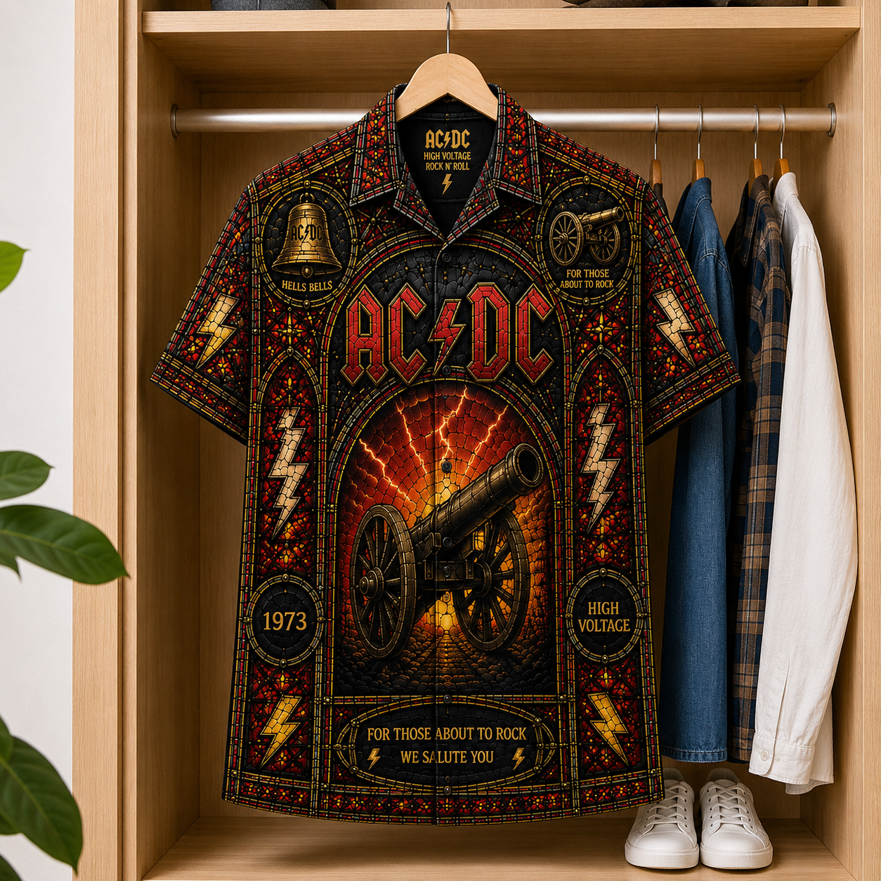 ACDC Canon Stained Glass Hawaiian Shirt - Unisex Button Up