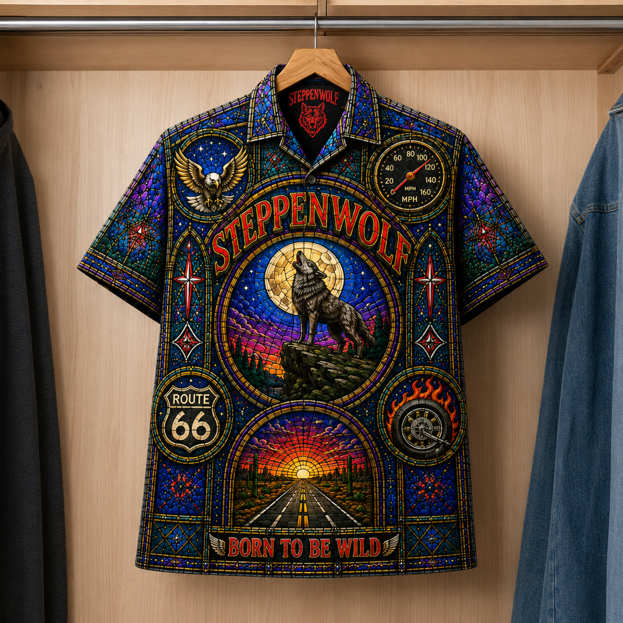 SteppenWolf Inspired Stained Glass Hawaiian Shirt - Unisex Button Up