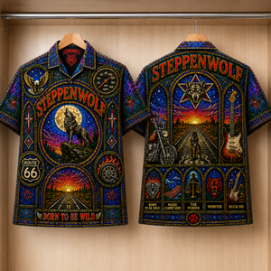 SteppenWolf Inspired Stained Glass Hawaiian Shirt - Unisex Button Up