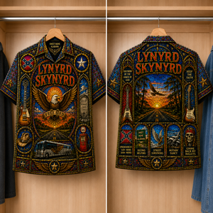 Lynyrd Skynyrd Inspired Stained Glass Hawaiian Shirt - Unisex Button Up