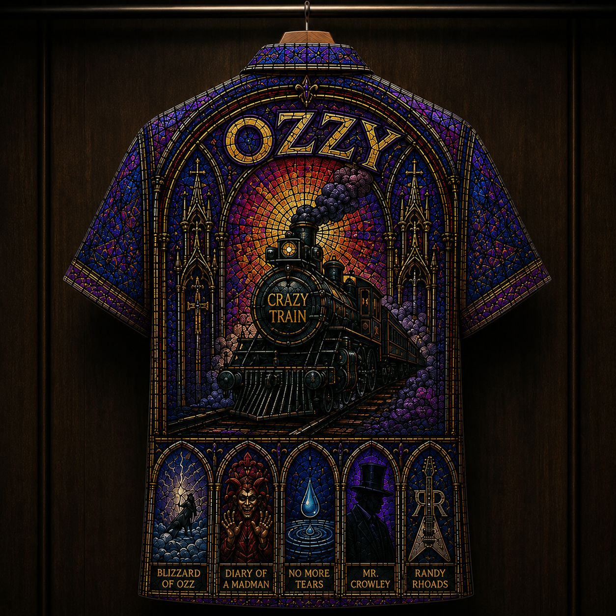 Ozzy Osbourne Stainded Glass Hawaiian Shirt - Unisex Cathedral Window