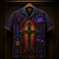 Ozzy Osbourne Stainded Glass Hawaiian Shirt - Unisex Cathedral Window
