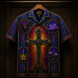 Ozzy Osbourne Stainded Glass Hawaiian Shirt - Unisex Cathedral Window