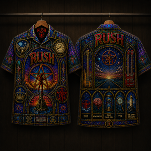 RUSH Stainded Glass Hawaiian Shirt - Unisex Cathedral Window