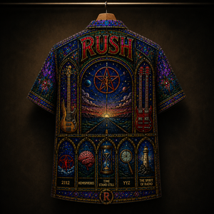 RUSH Stainded Glass Hawaiian Shirt - Unisex Cathedral Window