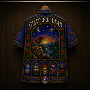 Grateful Dead Stainded Glass Hawaiian Shirt - Unisex Cathedral Window