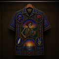 Grateful Dead Stainded Glass Hawaiian Shirt - Unisex Cathedral Window