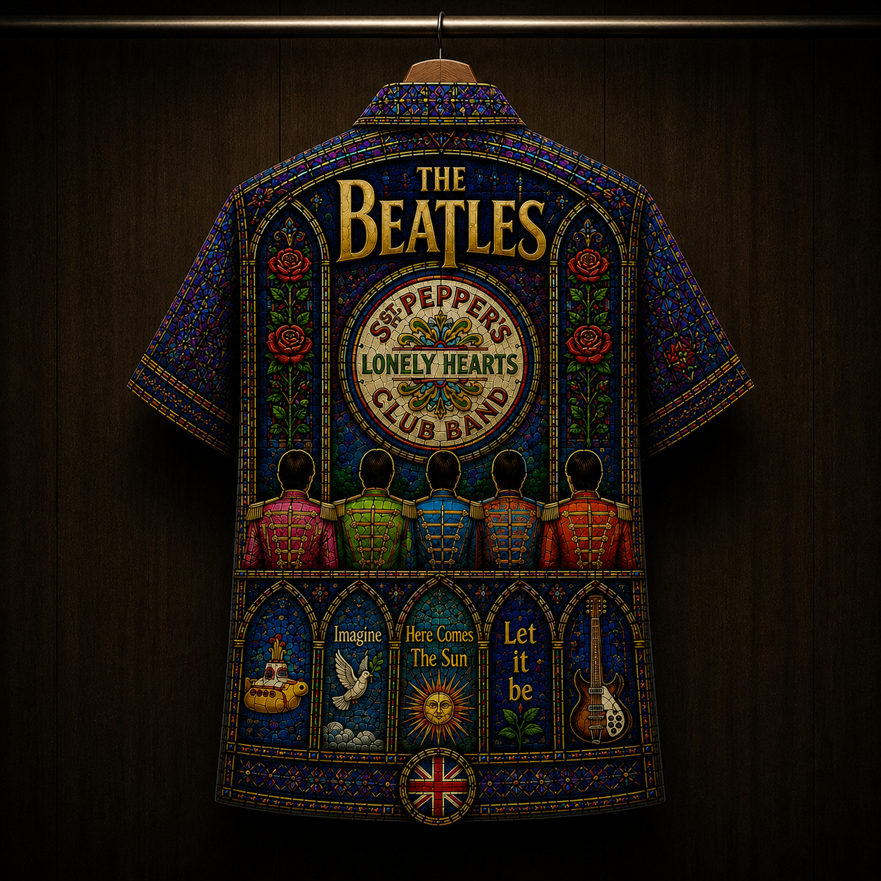 The Beatles Stainded Glass Hawaiian Shirt - Unisex Cathedral Window