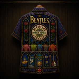 The Beatles Stainded Glass Hawaiian Shirt - Unisex Cathedral Window