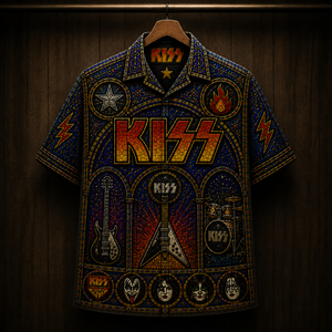 KISS Stainded Glass Hawaiian Shirt - Unisex Cathedral Window