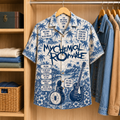My Chemical Romance Tropical Blue Hawaiian Shirt - Unisex Music Collage Button Up