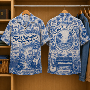 Todd Rundgren Tropical Blue Hawaiian Shirt - Unisex Music Collage Button Up