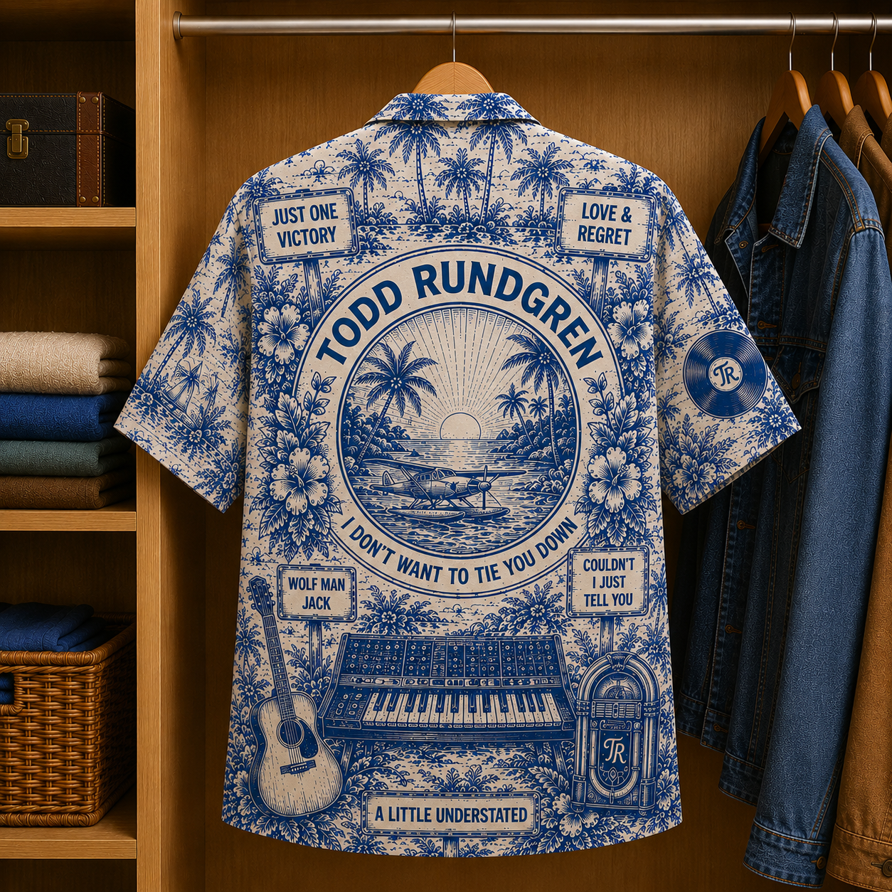 Todd Rundgren Tropical Blue Hawaiian Shirt - Unisex Music Collage Button Up